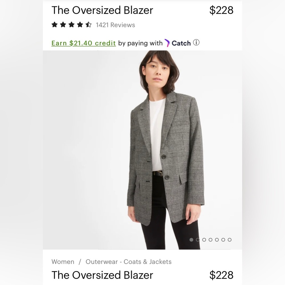 Everlane oversized blazer in Glen plaid size 2, very gently worn